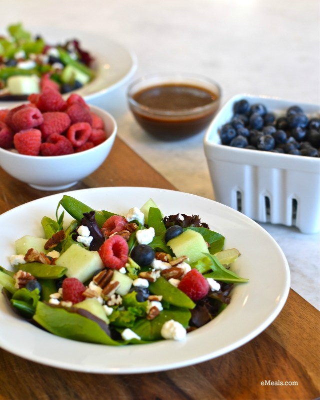 Try this Summer Time Salad {Berry & Goat Cheese Salad} by eMeals. This looks delish! | apileofashes.com
