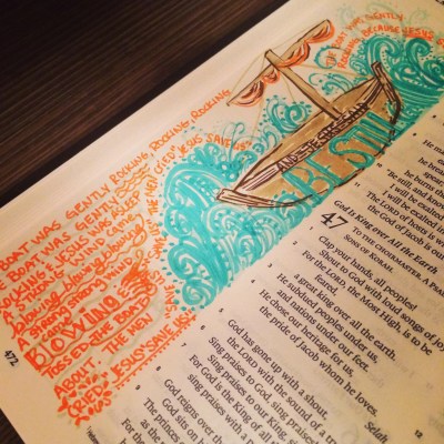 Journaling Bible | Jesus Said Be Still | apileofashes.com #journalingbible #artworship