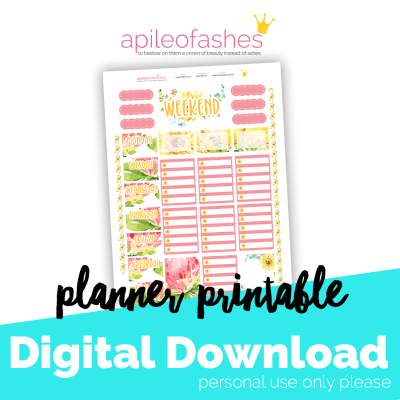 Planner Printable - Sunshine pink planner