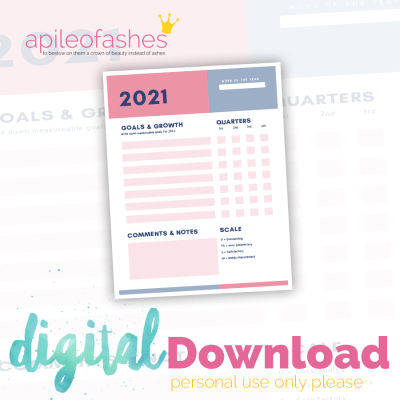 Goals & Growth Tracker 2021 Pink and Blue